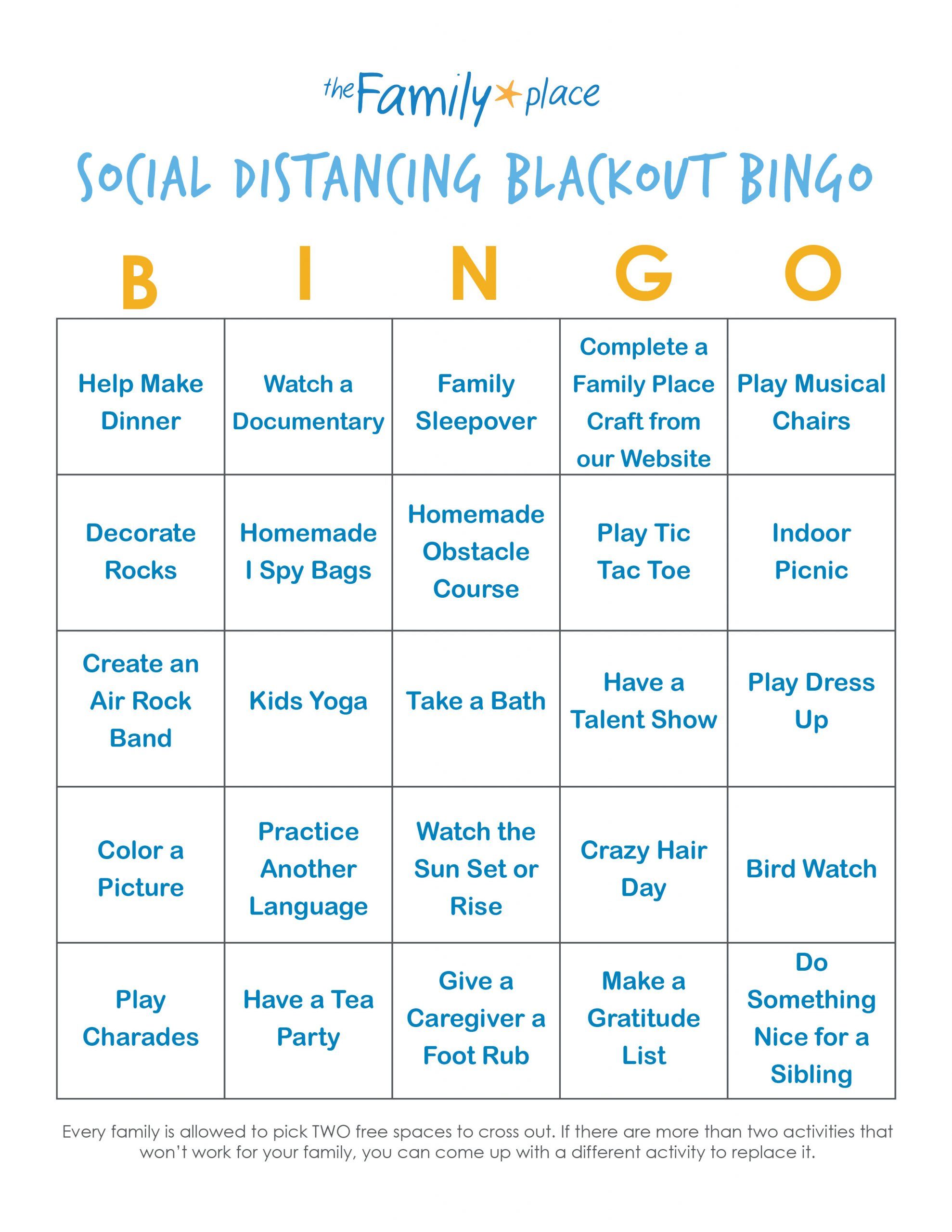 Chair Exercise Bingo Card