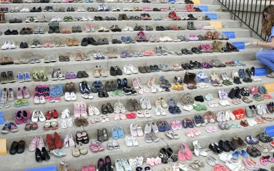 Steppin’ Up For Kids displays over 400 shoes near Historic Courthouse